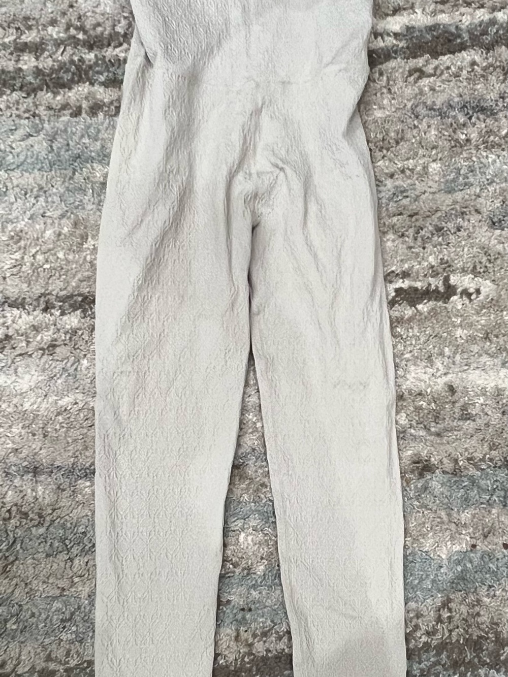 Textured Scoop-Back Jumpsuit in Light Beige - Picture 6 of 9